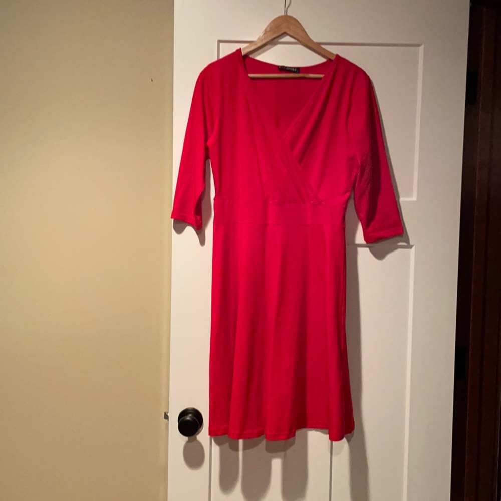 Red faux wrap dress